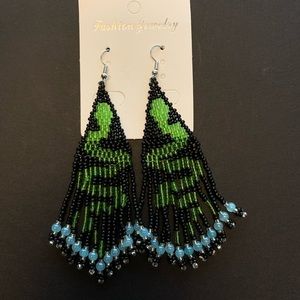 Beaded snake earrings